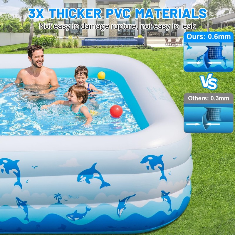 Extra Large Inflatable Swimming Pool 165 x 76 x 22 Oversized Blow Up Pool for gallery