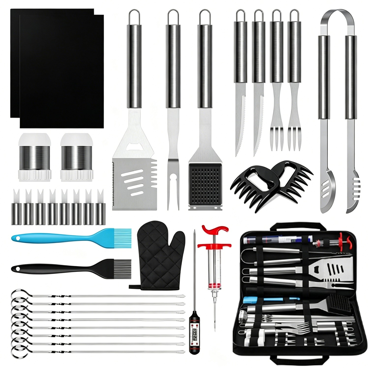 BBQ Tool Set Stainless Steel Outdoor Grill Utensil Cooking Cutlery Kit with Case gallery