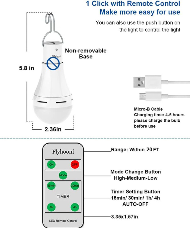 USB Rechargeable Light Bulbs with Remote, 4 Light Modes + Timer, 1200 mAh Rechar gallery