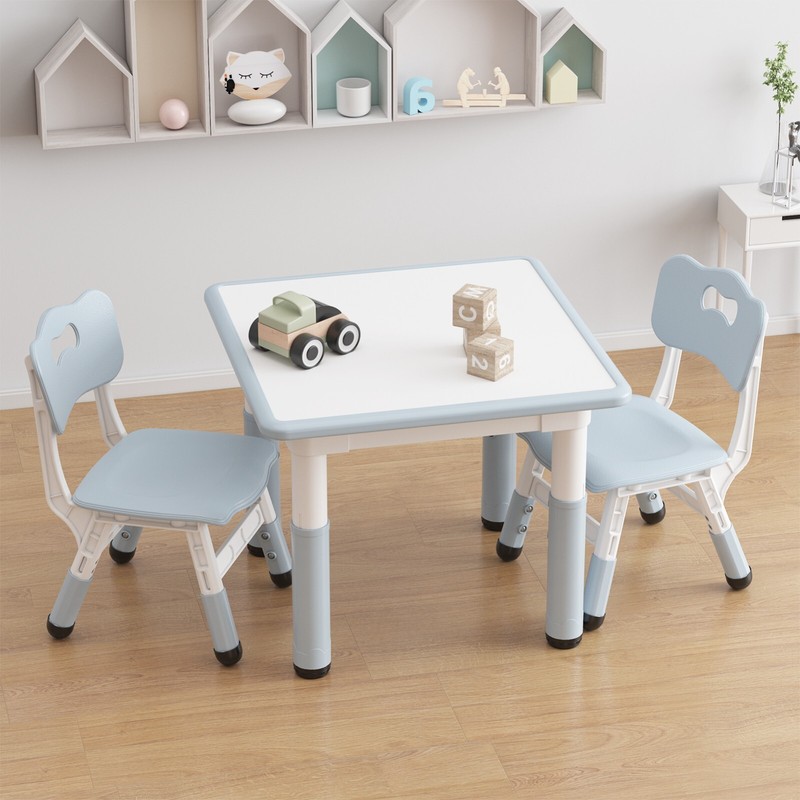 Kids Table and 2x Chairs Set Graffiti Desktop Height Adjustable Toddler Table gallery
