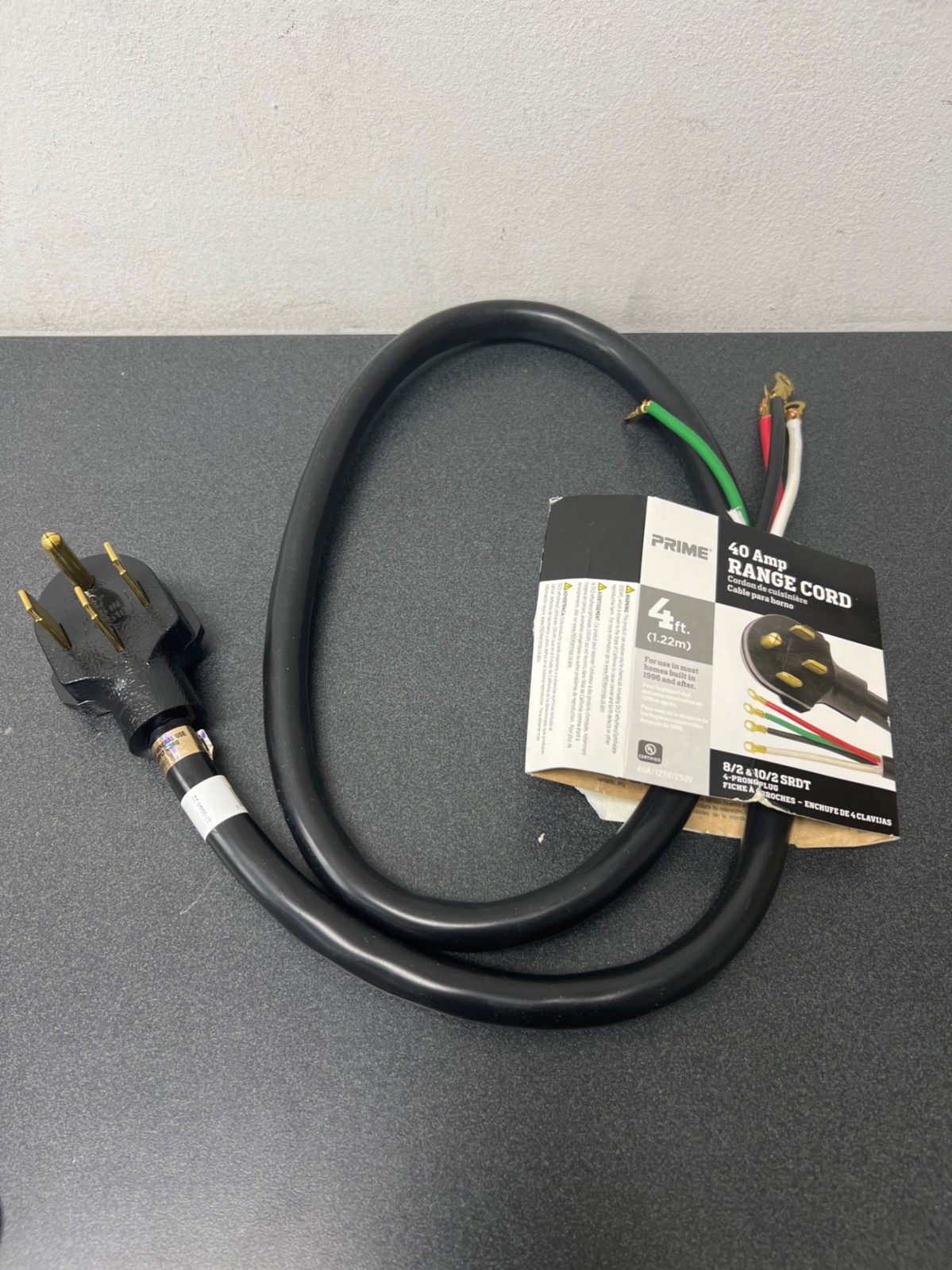 Prime wire and cable rd821024 4 ft. 40a 4-wire range cord - black gallery