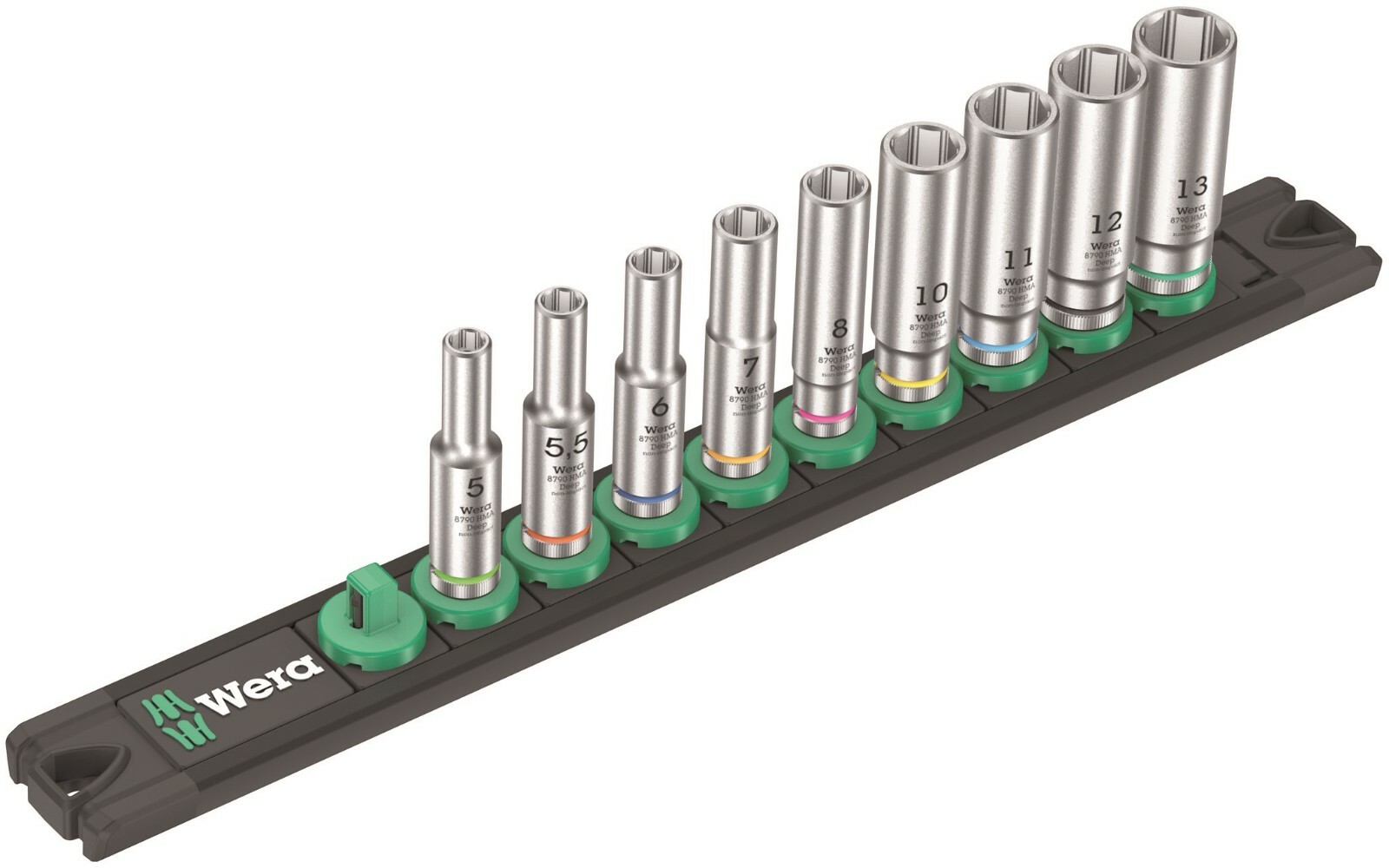 Wera Zyklop Magnetic Socket Rail A Deep 1 Set 1/4" Drive 9 Pieces 05005410001 gallery