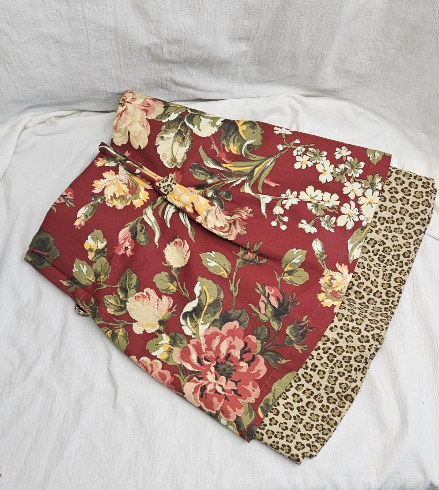 American Living Layered Floral Leopard Valance 48x18 Pinch Pleat Back Tab Cotton gallery