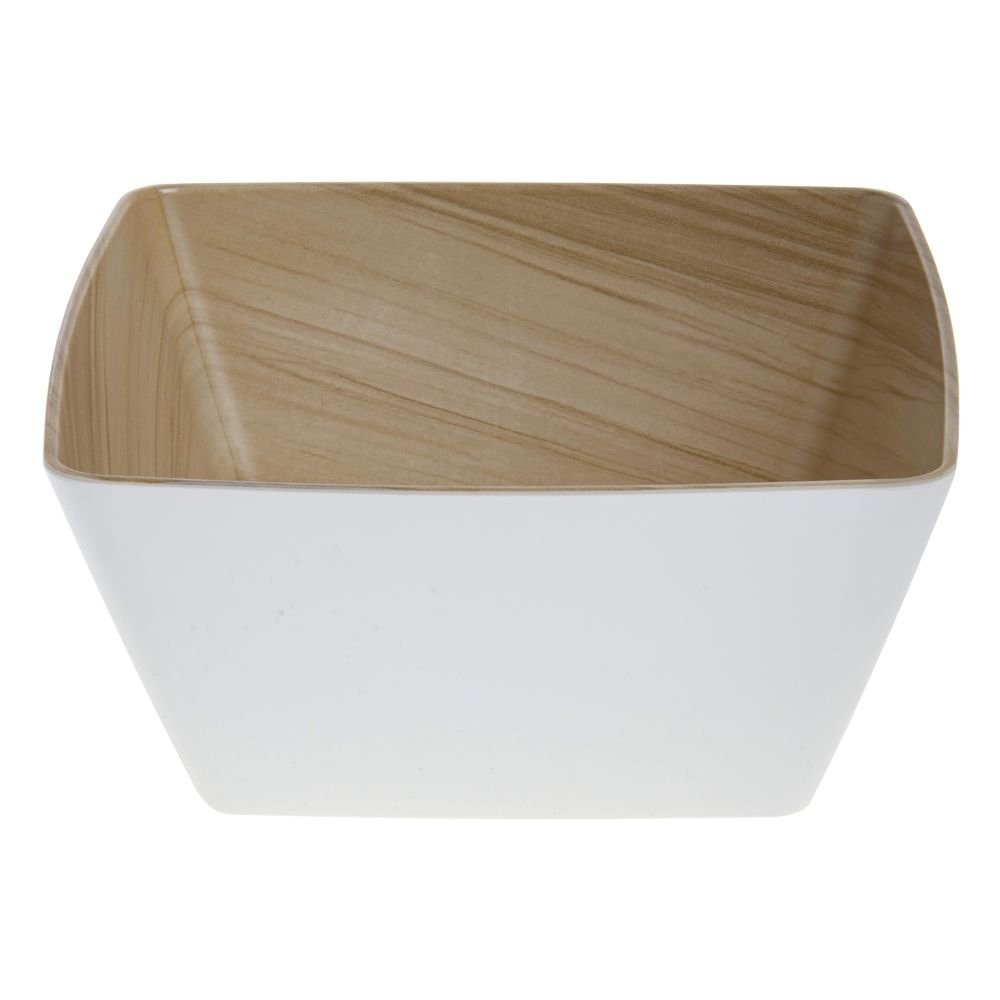 HUBERT® Serving Bowl White Melamine with Wood-Look Interior - 10" L x 10" W x 4 gallery