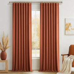 Fall Burnt Orange Curtains Blackout Extra Long 120 Inches 2 Panels Set,Terrac…
