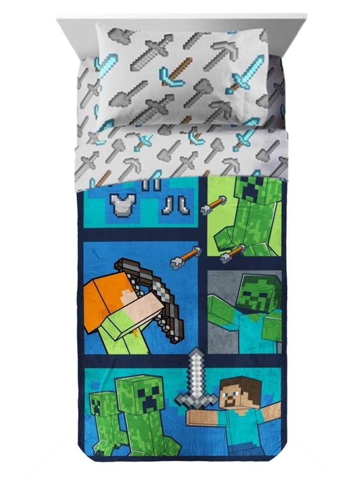 Minecraft "Against the Mobs" Kids Blanket & Sheet Set-W26099973779, AB07G9QLX1R9 gallery