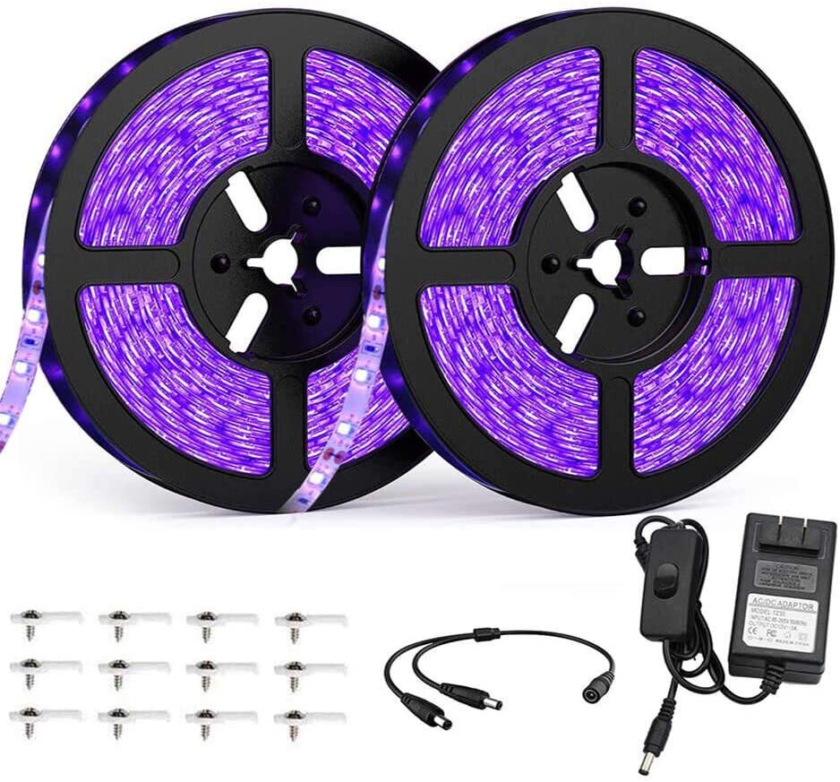 2PCS 16.4FT LED UV Light Strip 12V Purple Light Ultraviolet Flexible 10M 600LEDs gallery