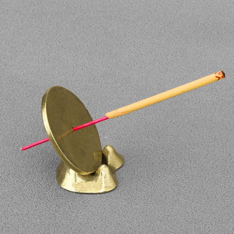 Vintage Style 2Pcs Set Solid Brass Copper Disc Shape Statue Incense Stick Holder gallery