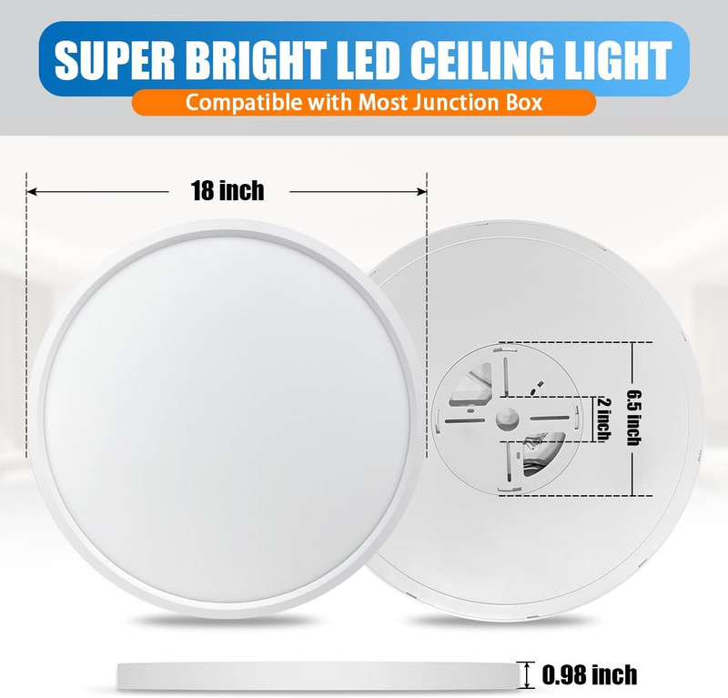 LED Flush Mount Ceiling Light 4-Pack, 18 Inch Thin round Flat Panel Light 36W 46 gallery