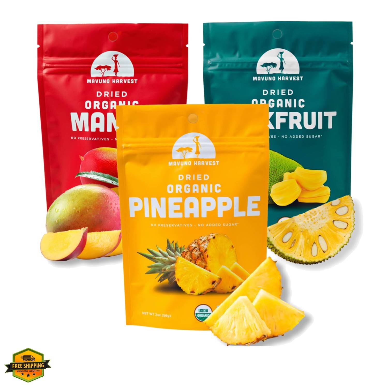 Organic Dried Fruit Variety Pack | Dried Mango, Pineapple, and Jackfruit | He... gallery