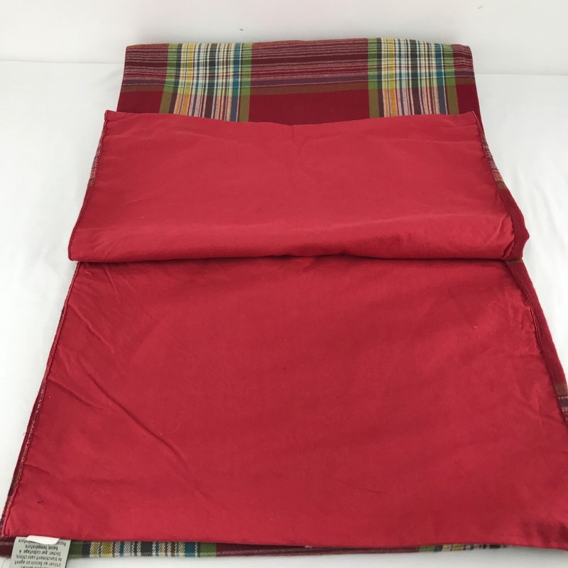 Pottery Barn Red Plaid Table Runner 17 x 102 inches 100% Cotton ~ Lined gallery
