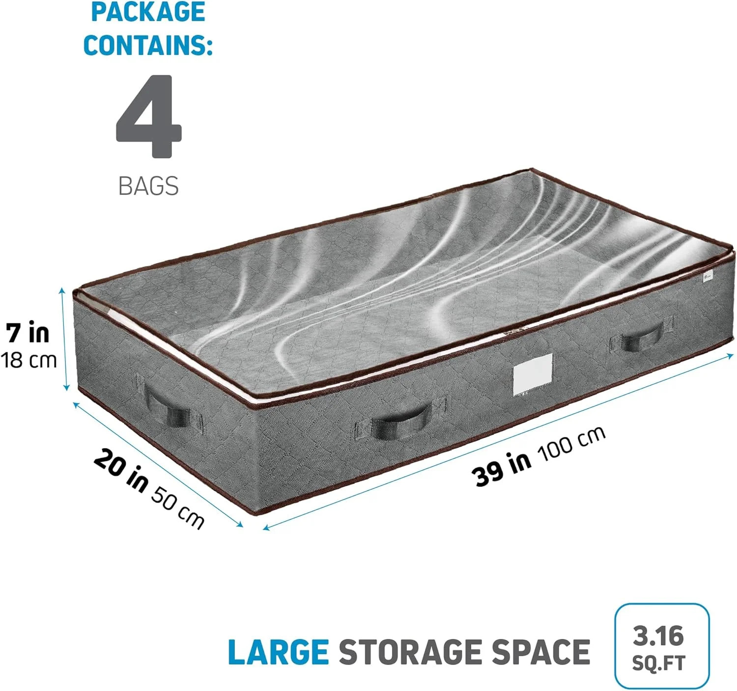 Under Bed Storage Bins - Pack Of 4 Under The Bed Storage Containers For Clothes, gallery