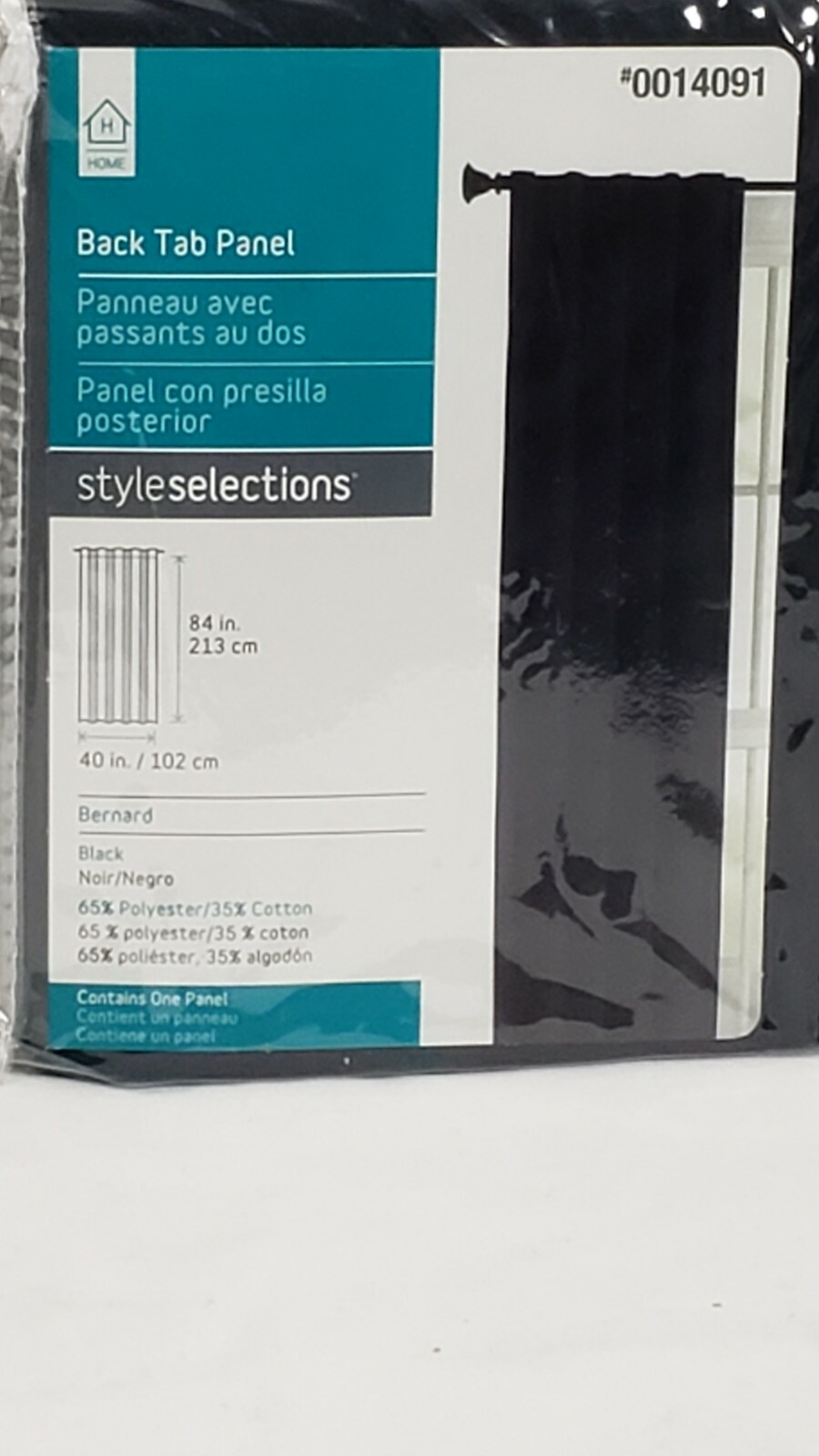 Black Solid Back Tab Panel Poplin Blackout Curtain 84"×40" New gallery