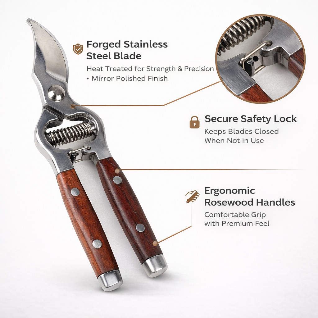 Spring Loaded Trimmer 8" Bypass Pruning Shear Forged Stainless Steel gallery