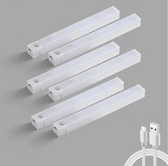 6 PCS SET Bright White Motion Sensor LED Cabinet Lights Compact Glare Light