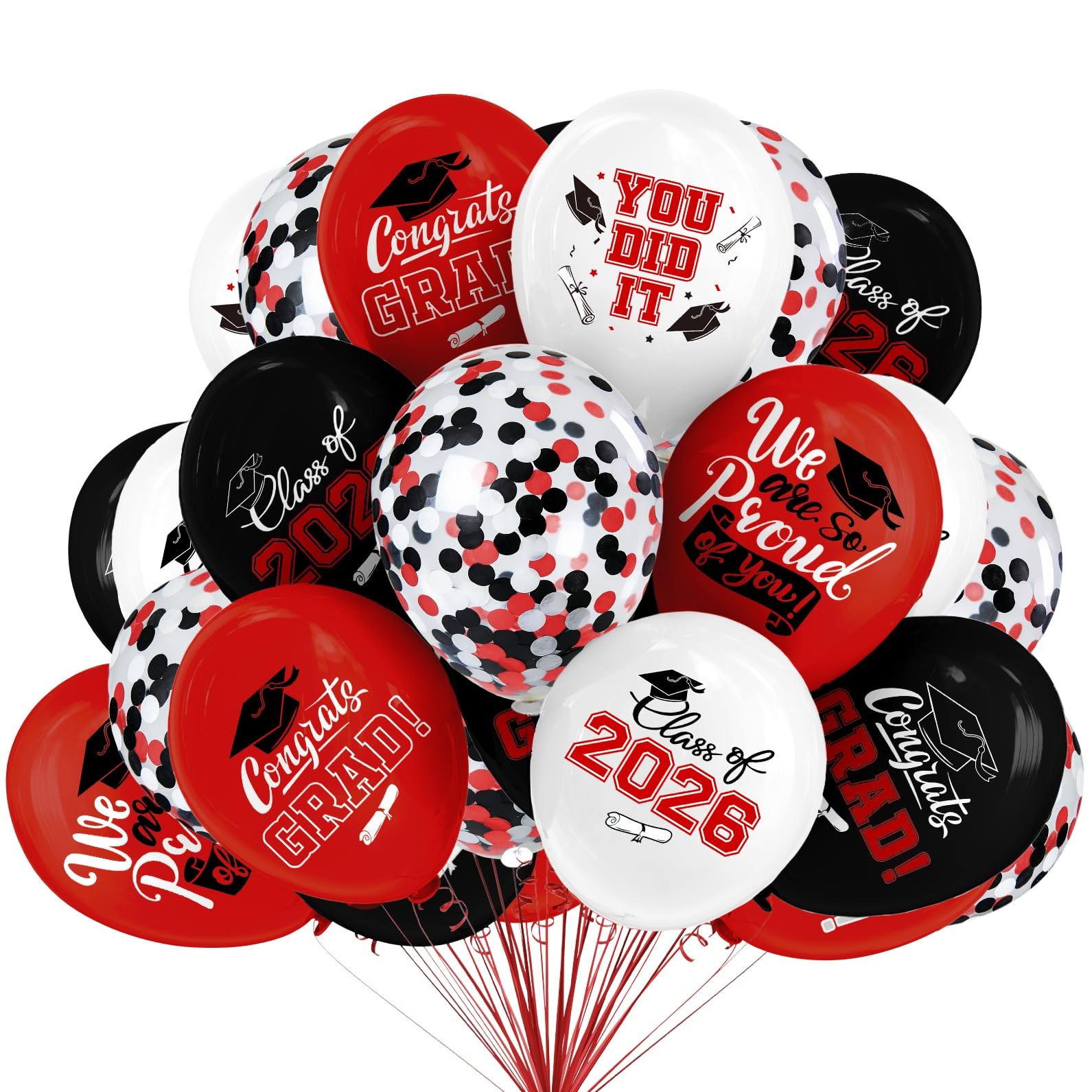 2026 Red & Black Graduation Decorations Set 63Pcs Graduation Grad Latex Ball... gallery