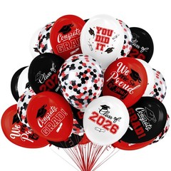 2026 Red & Black Graduation Decorations Set 63Pcs Graduation Grad Latex Ball…