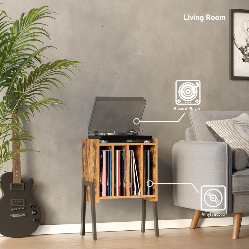 Record Player Stand Table with Vinyl Storage Shelf Nightstand gallery