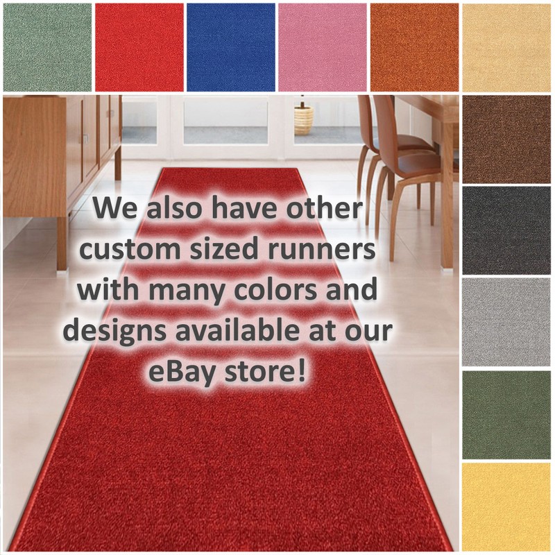 Custom Size SOLID TEAL GREEN Stair Hallway Runner Rug Non Slip Rubber Back gallery