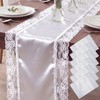 6 Pack Satin Table Runners for Wedding 12 x 70 Inch White Lace Silk Table Run... gallery