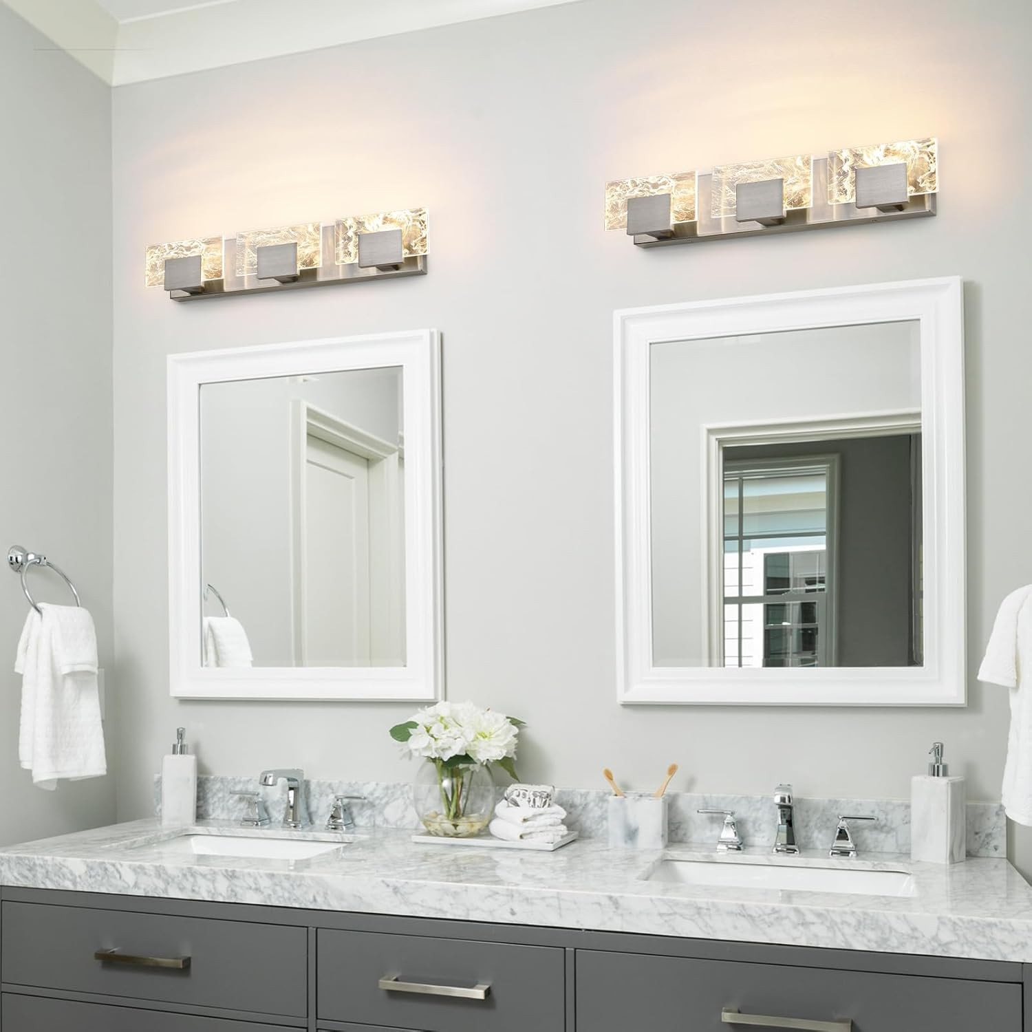 LED Bathroom Vanity Light: 24 Inch Brushed Nickel 3-Lights 3000K 8099WL--03-US gallery