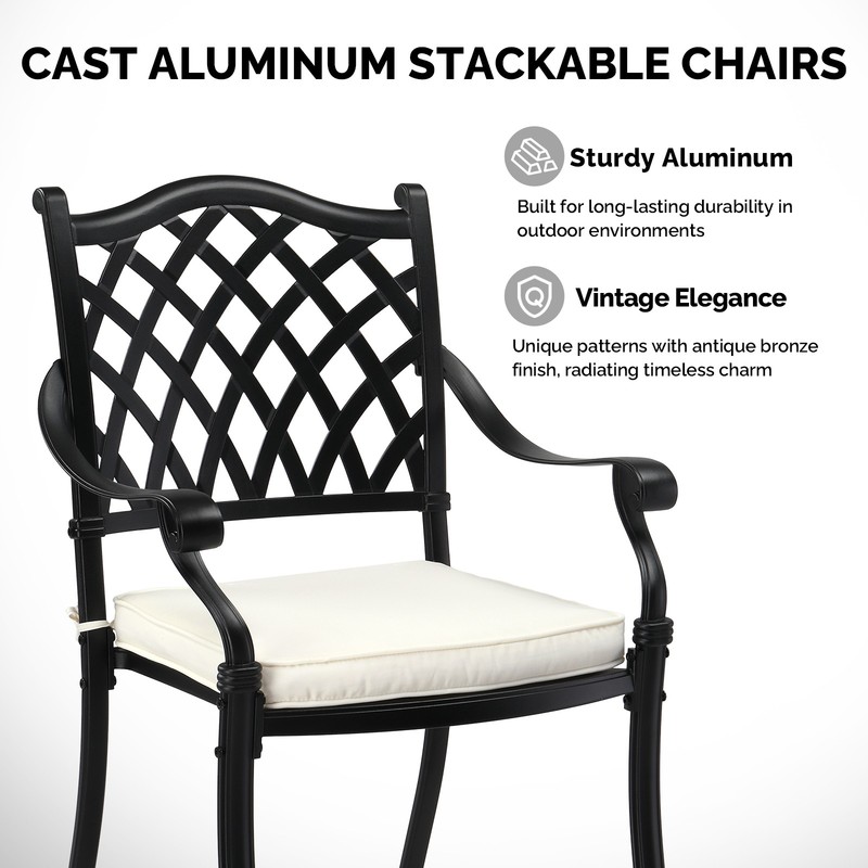 Patio Chairs 2PCS Dining Chairs Stackable Metal Armrest Chairs for In/Outdoor gallery