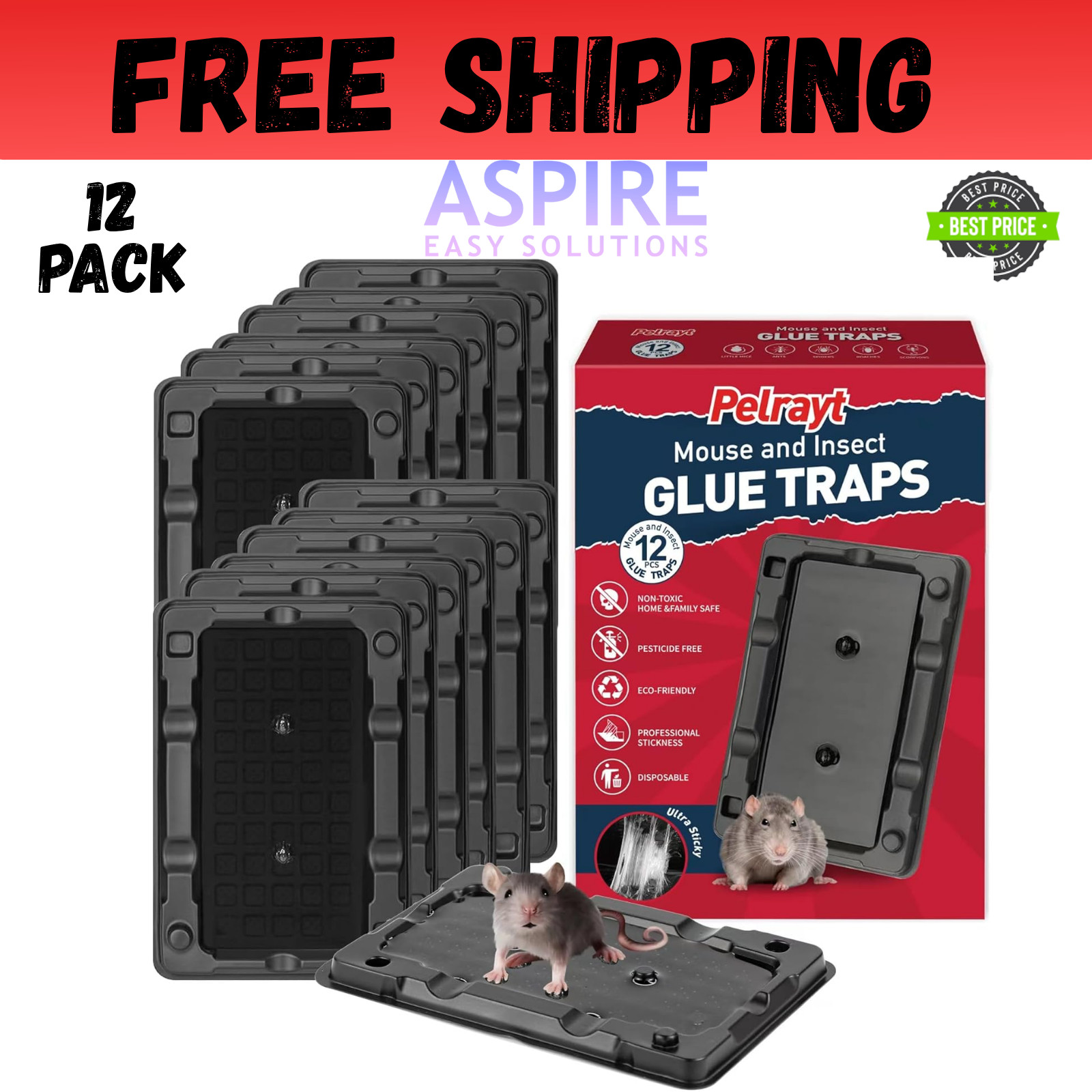 Mouse & Insect Traps 12 Pack, Heavier Sticky Traps with Non-Toxic Glue for Mice gallery