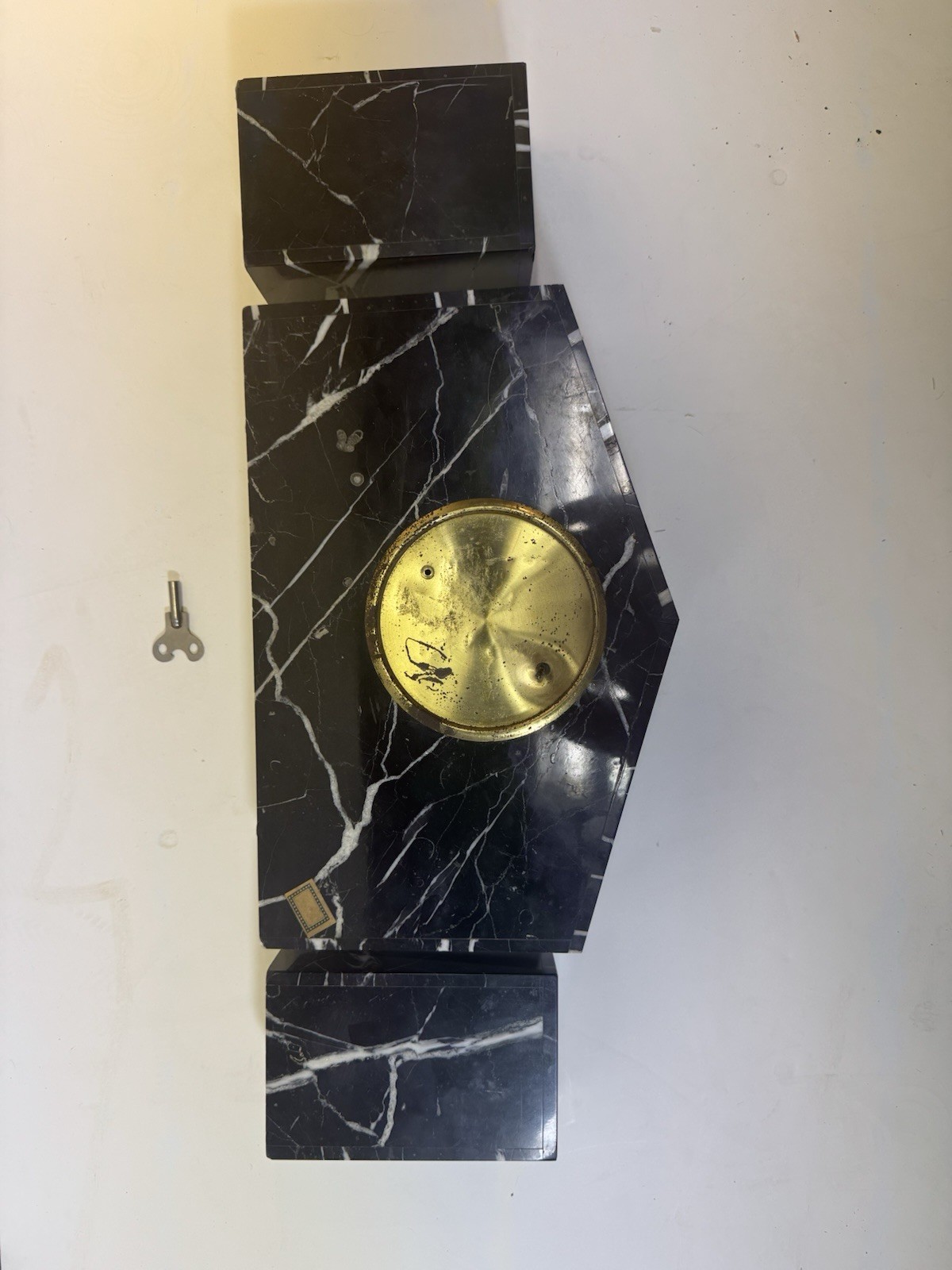 French Art Deco 3-Piece Clock Set Marble Mantel Clock gallery