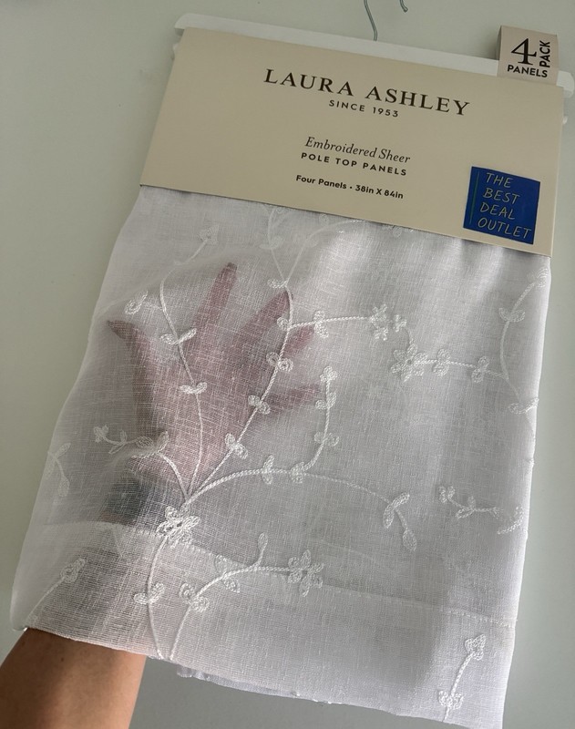 Laura Ashley Window Curtains 4 FOUR Panels 38 x 84 White White Embroidered Sheer gallery