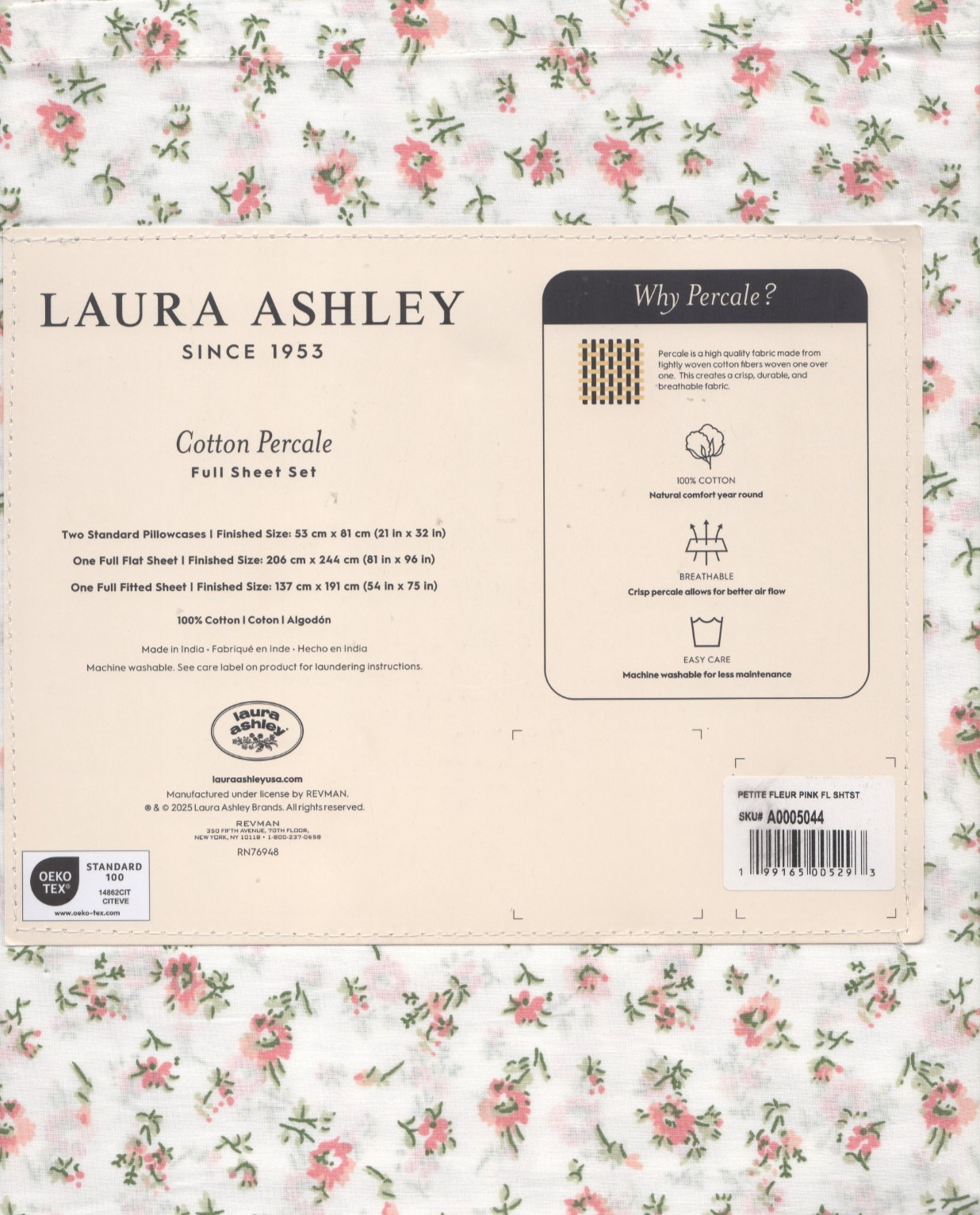 Laura Ashley Full Sheet Set Petite Fleur Pink Floral 4pc Cottage Farmhouse Chic gallery