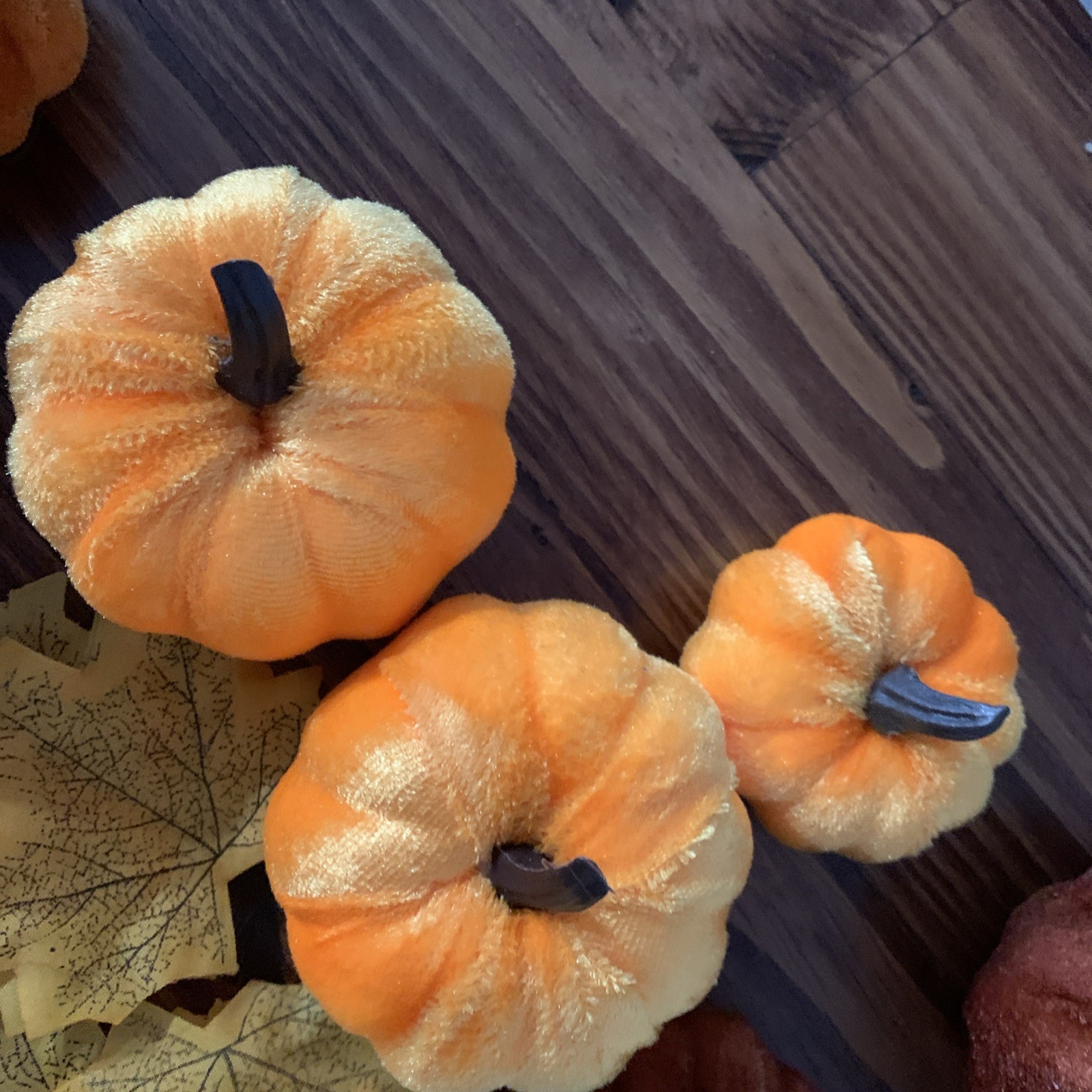Fall Velvet Foam Pumpkin Decoration Set of, 12 , Orange, Brown, Cream gallery