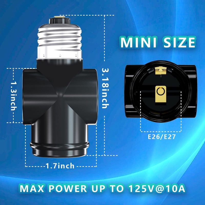 2 Pack Light Socket to Plug Adapter E26 to 3 Prong Outlet Converter for Fixture gallery