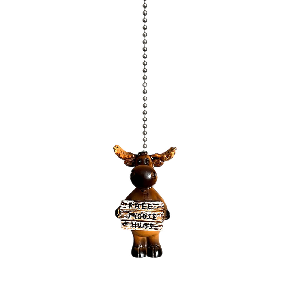 Ceiling Fan and Light Pull "Free Moose Hugs" with Chain Home Rustic Cabin Lodge