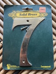 Universal Industries inc Vintage Solid Brass House Number # 7 Door Hardware.