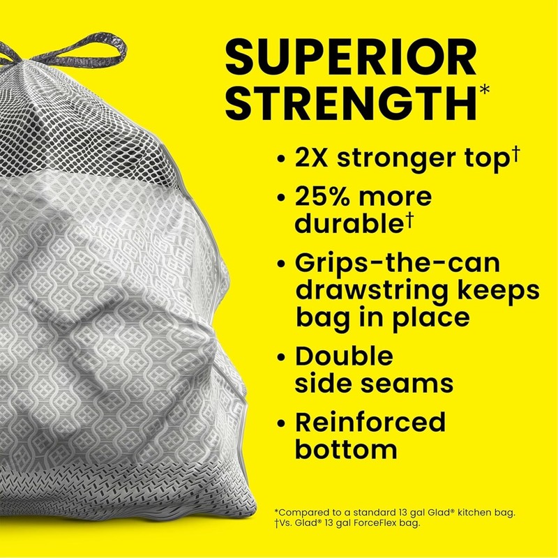 Glad ForceFlex MaxStrength 20 Gal Kitchen Trash Bags, Febreze Fresh, 80 Ct gallery
