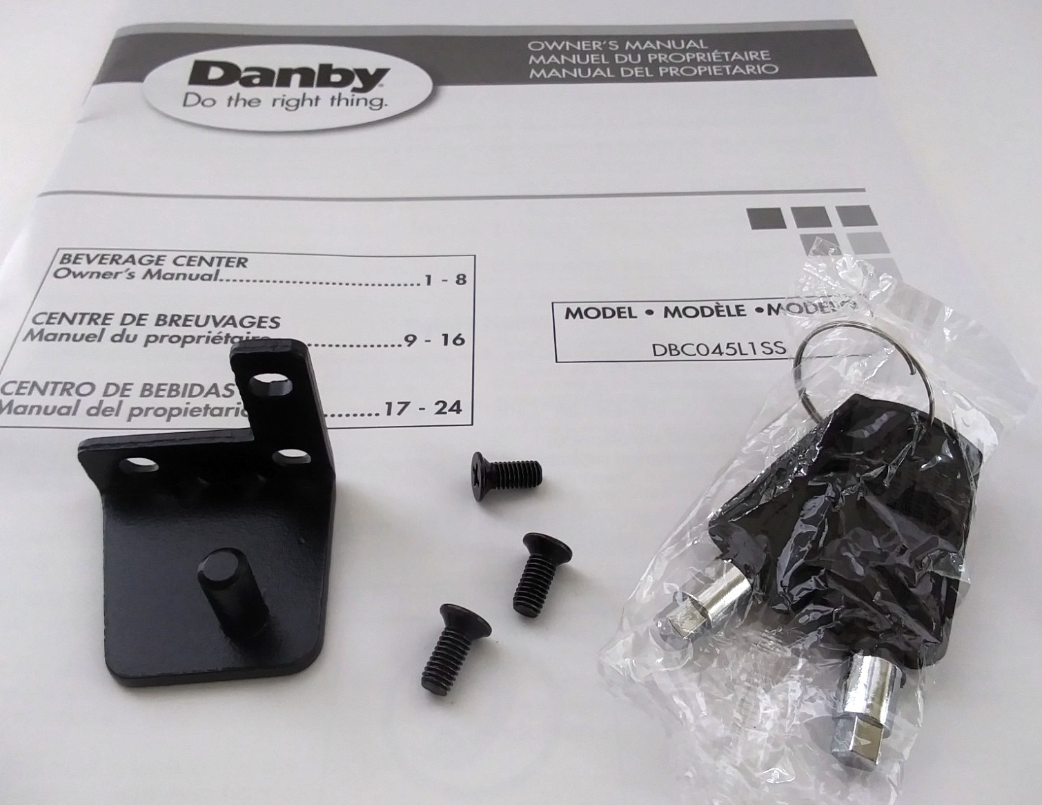 Danby Beverage Center DBC045L1SS Left Top Hinge Module / Keys / Owner's Manual gallery