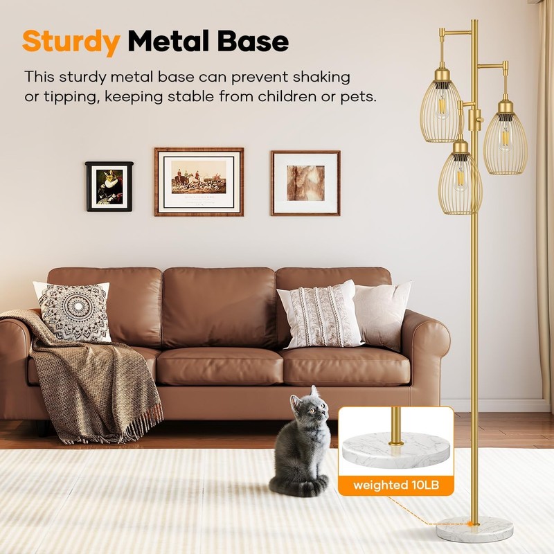 Dimmable floor lamp with three 800-lumen LED bulbs. gallery