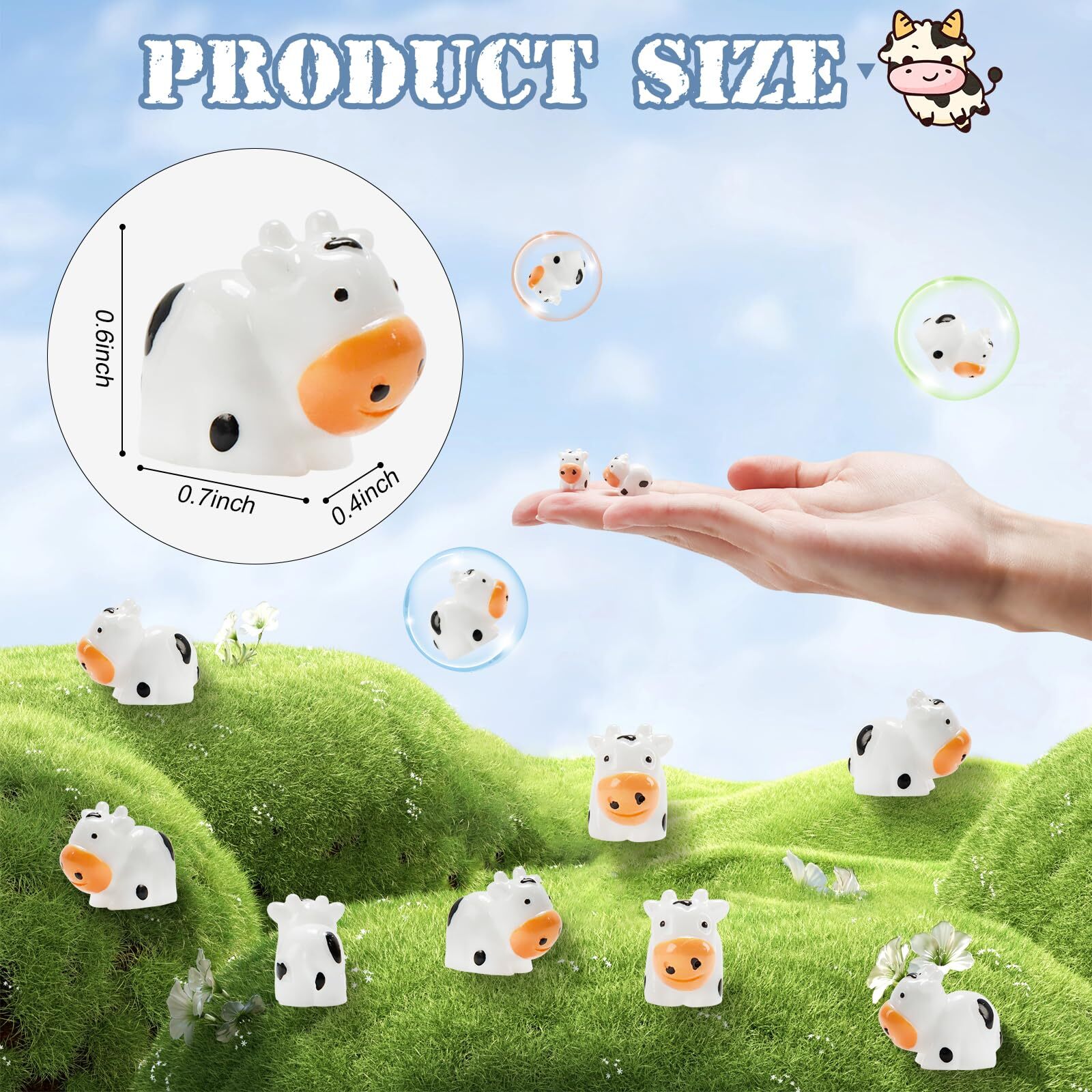 35 Pcs Mini Cow Figurines Mini Resin Cows Forest Animals Figures Miniature Resin gallery