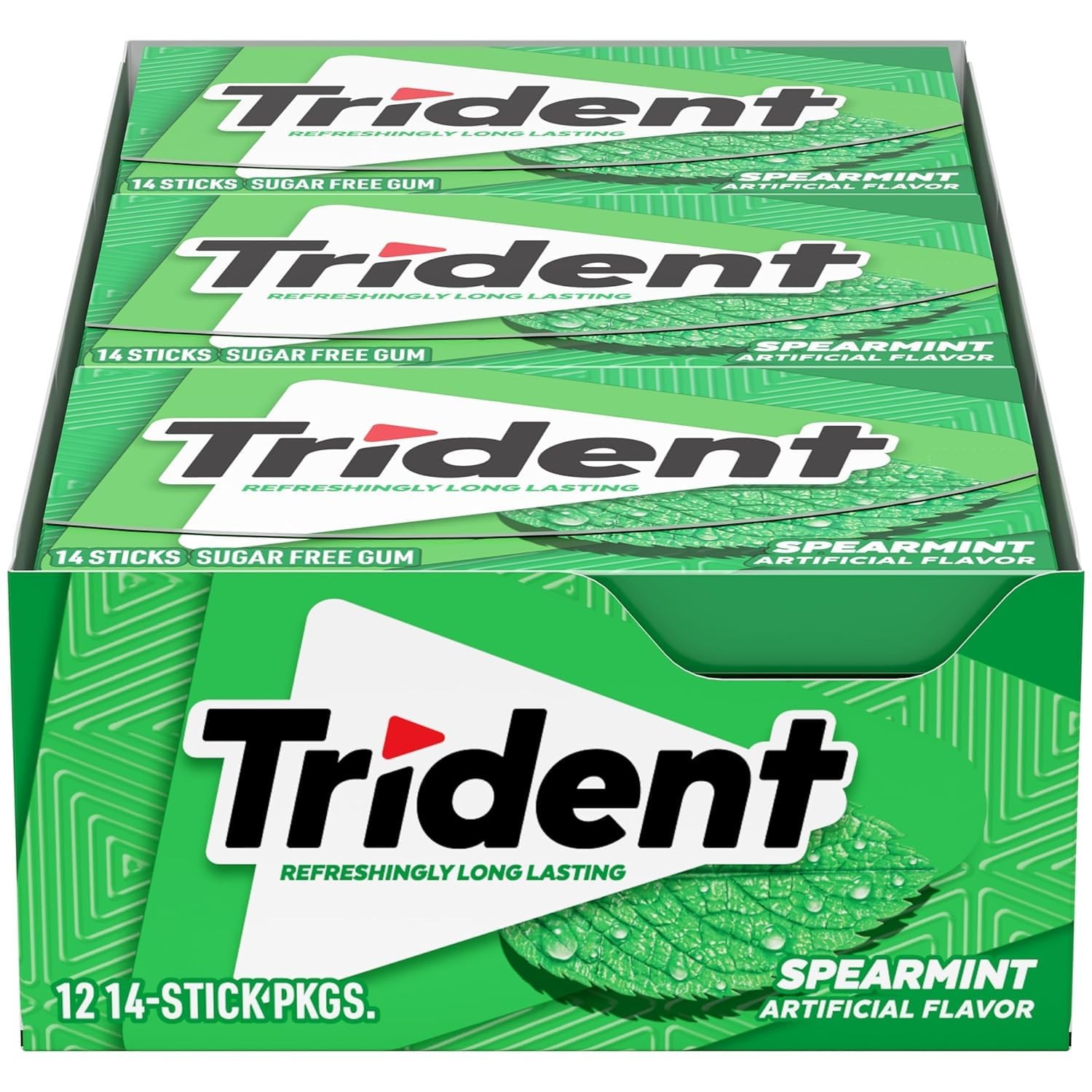 Trident Spearmint Sugar-Free Chewing Gum, 12 14 Count (Pack of 12), 12 packs gallery
