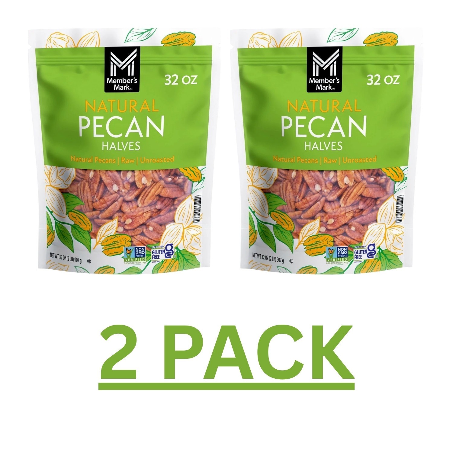 2 PACK - Member's Mark Natural Pecan Halves 2 lbs(Total 4 lbs) Free Shipping gallery