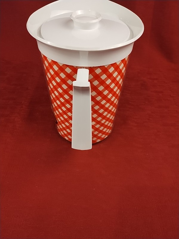 Thermo Serv White And Red Checked 55oz Insulated Beverage Server IOB gallery