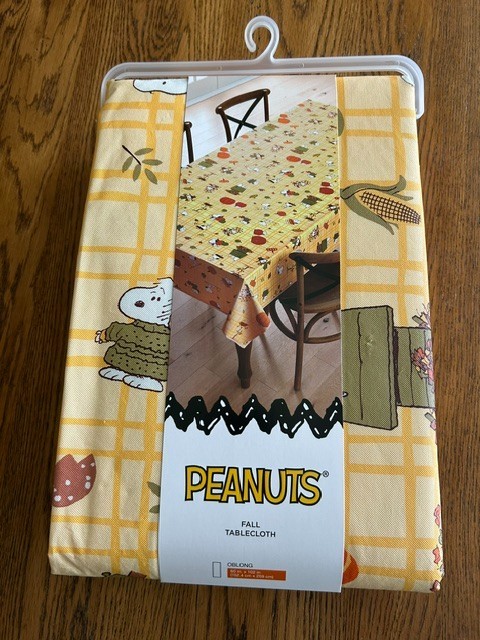 Peanuts Snoopy & Woodstock Peva Flannel Back FALL Tablecloth 60" x102" gallery