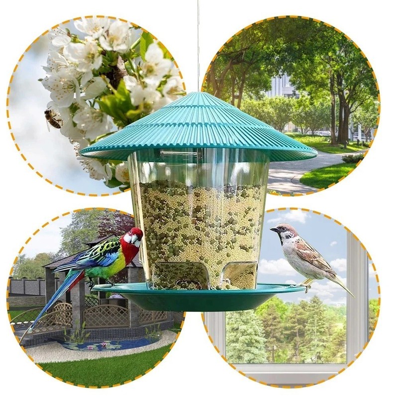 Round Hanging Bird Feeder Squirrel Proof 1000ml Large Auto-Dispense Seed Green gallery