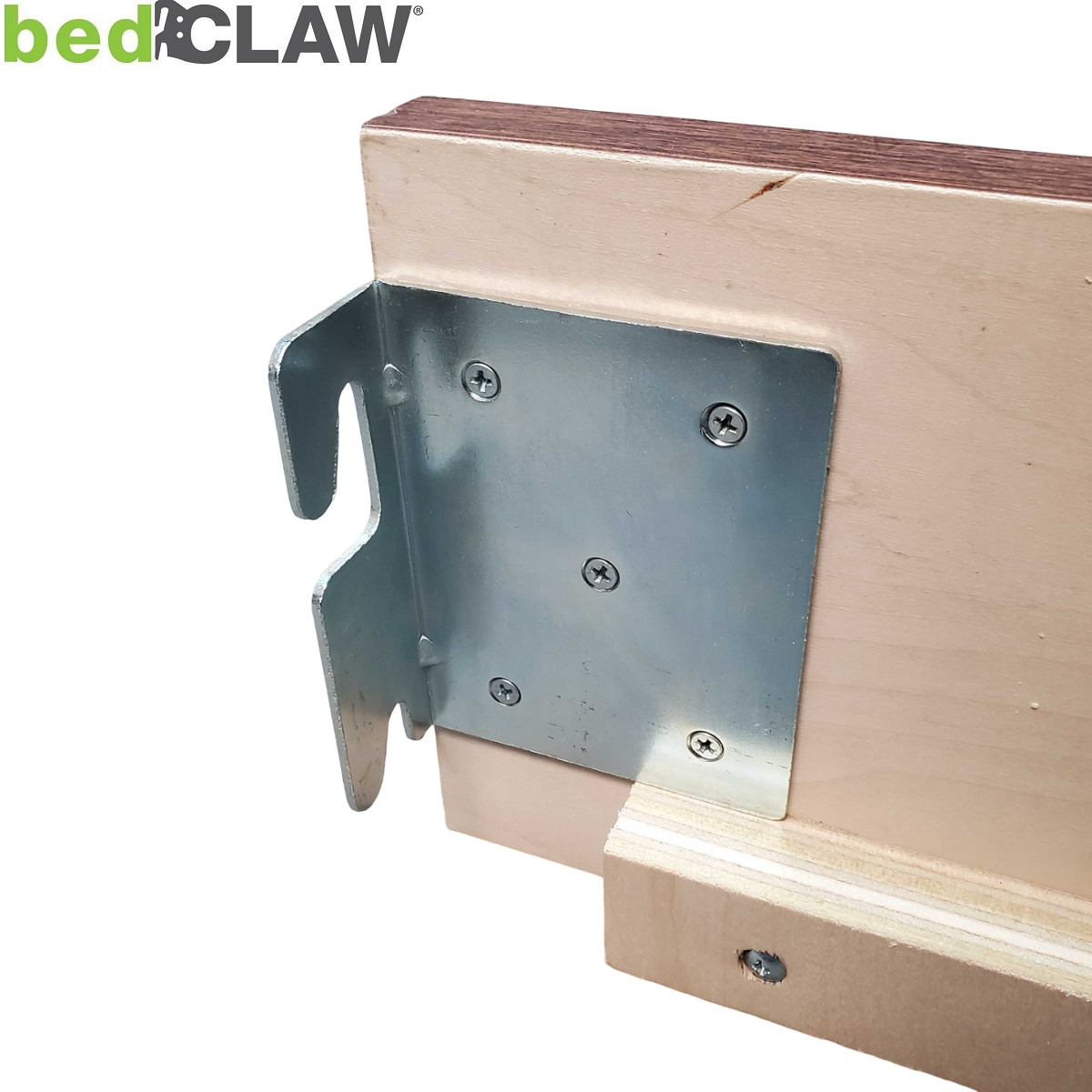 bedCLAW Angled Retro-Hook Plates with Screws Restore Wooden Bed Frame Side Rails gallery