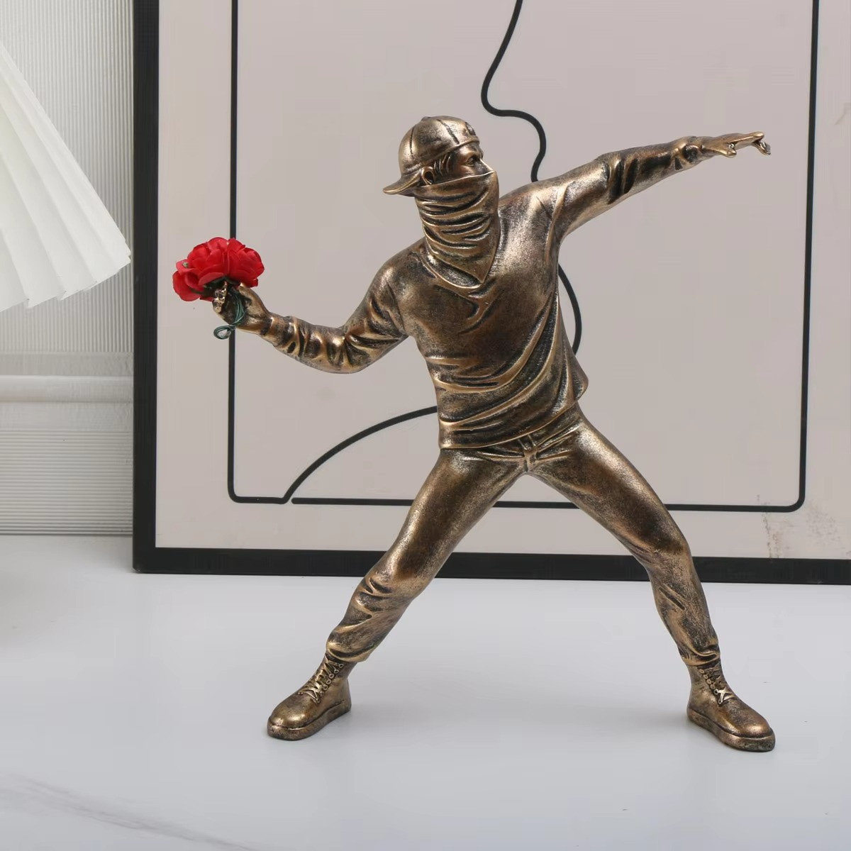 Banksy Flower Thrower Statue | Decor Figurine 21.5cm/8.46in gallery