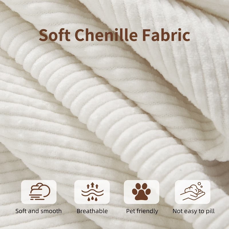Modular Chenille Sectional Sofa LowProfile Ivory Vacuum Packed Pet Friendly gallery