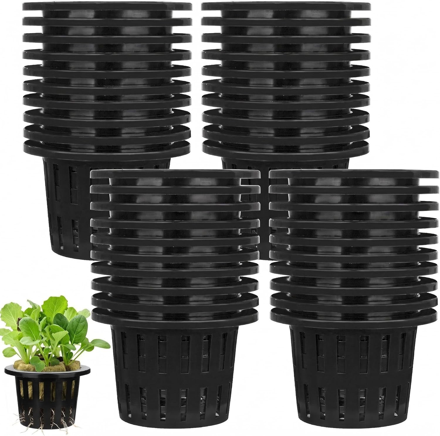40 Pack 4 Inch Net Pots, Garden Slotted Mesh Net Cups, Plastic Orchids Pot Plant gallery