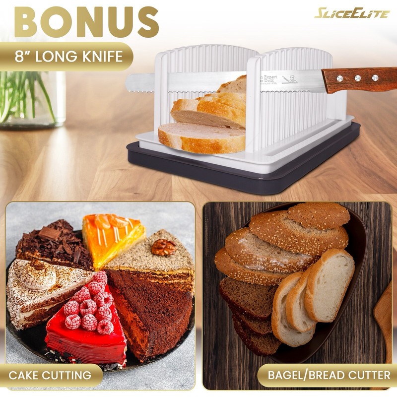SliceElite Bread Slicer Guide With Bonus Bread Knife gallery