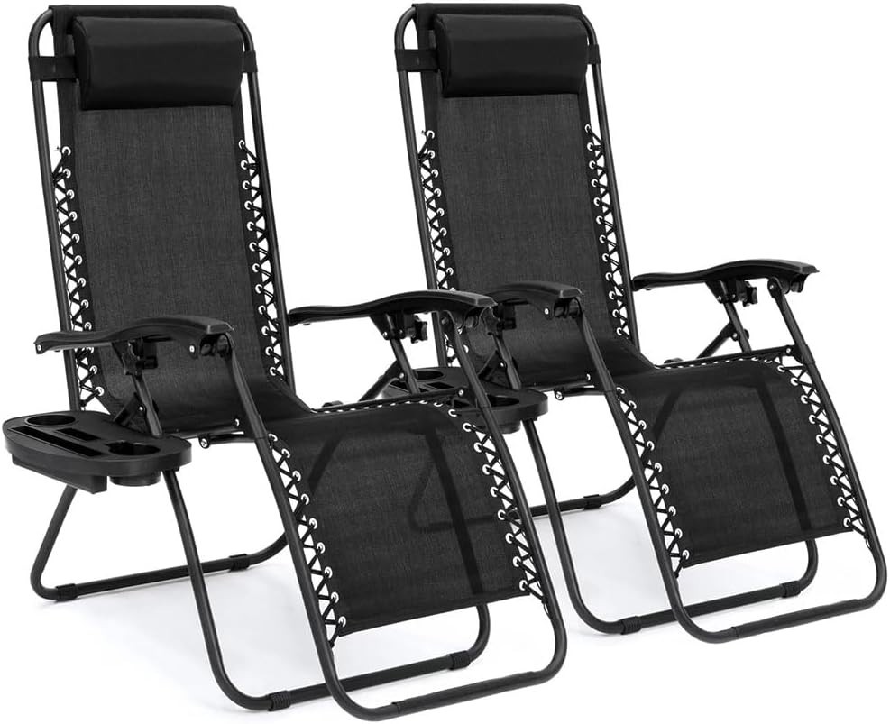 Zero Gravity Chair Camp Reclining Lounge Outdoor Lounge Patio Chair 2 Pack gallery