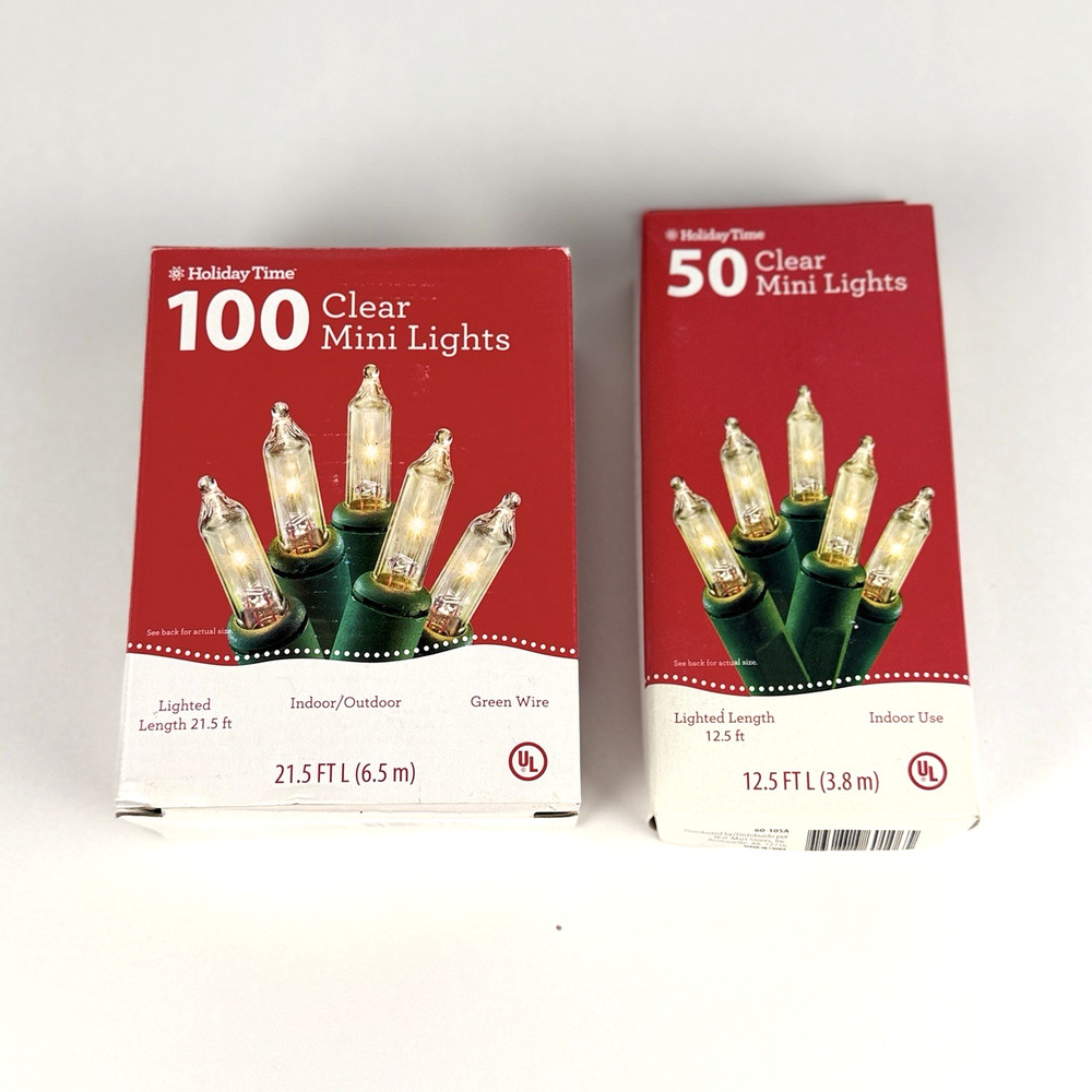 Holiday Time Christmas Lights Clear Mini Indoor/Outdoor - 34 Feet 150 Lights